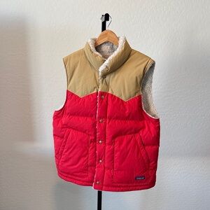 Men’s Red and Tan Puffer Vest